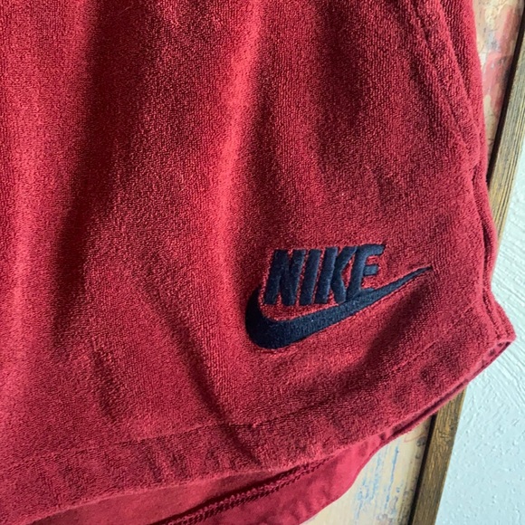 NIKE RETRO 70s STYLE OXBLOOD RED STRETCH TERRYCLOTH WORKOUT GYM SHORTS S - Picture 5 of 8
